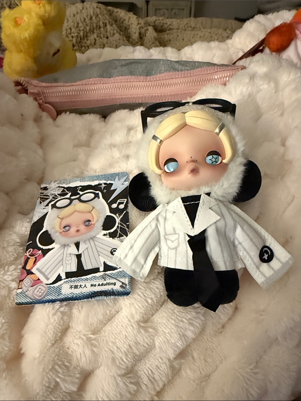 No adulting White & Black SKULLPANDA Fashion Doll with business Coat